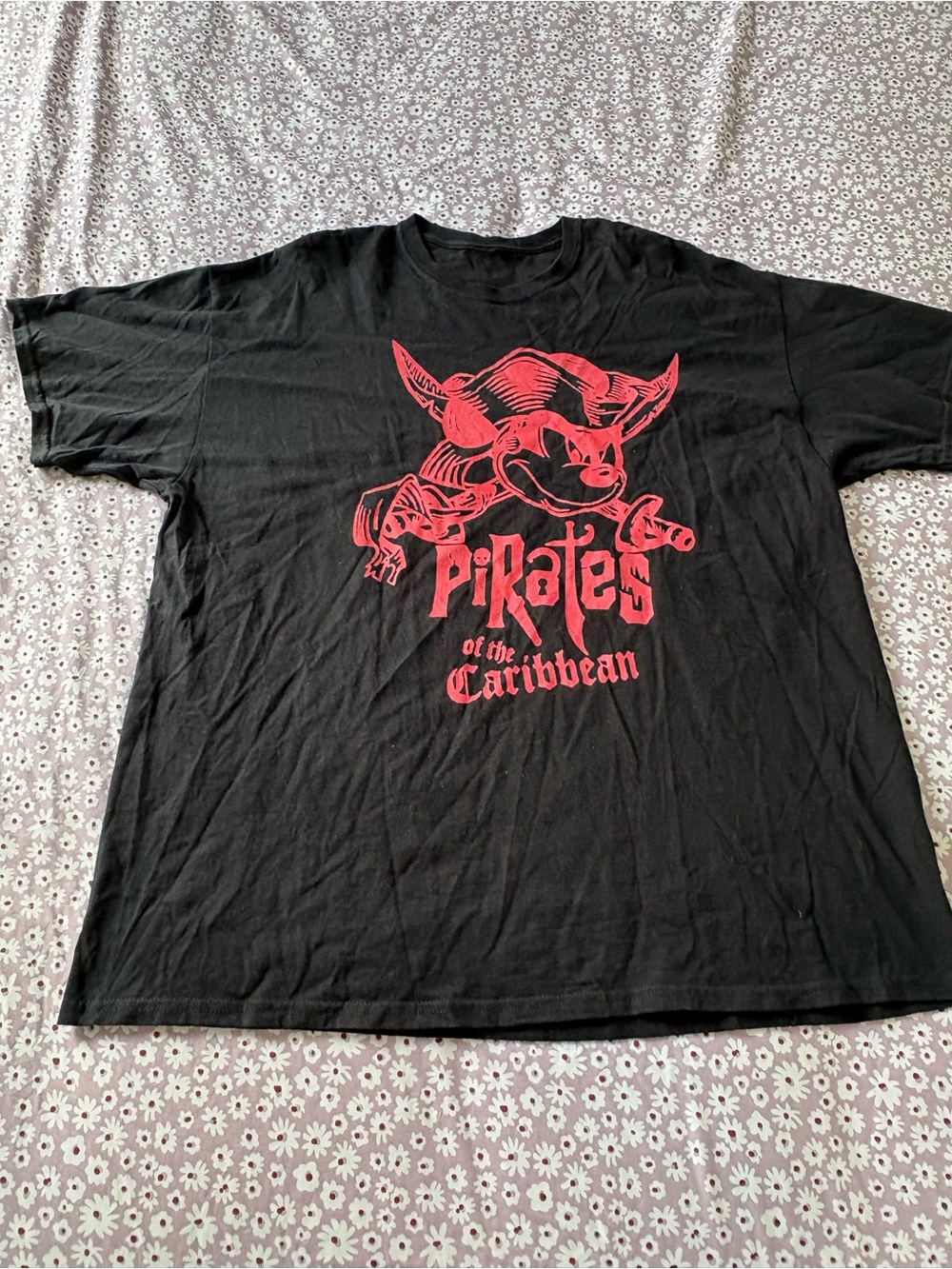 Pirates of the Caribbean Black Graphic Tee - Red Print
